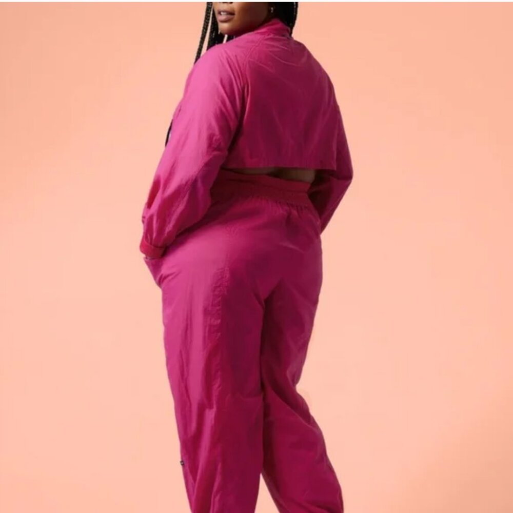 NWOT Athleta x Alicia Keys Nylon Utility Jumpsuit Hot Pink 24 24W 2X 3X - Picture 5 of 16